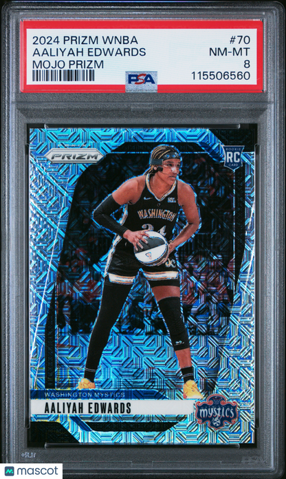2024 Panini Prizm WNBA- AALIYAH EDWARDS #70b - Mojo Prizm /25 - PSA - ROOKIE /25