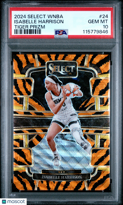 2024 Panini Select WNBA- Isabelle Harrison- Tiger Prizm CASE HIT- TIGER - PSA 10