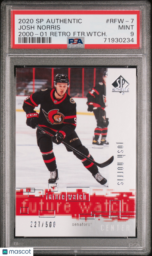 2020 SP Auth 2000-01 Retro Future Watch Josh Norris ROOKIE #RFW-7 PSA 9 /500