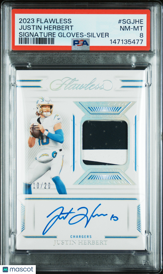 2023 Flawless- Justin Herbert - Silver Auto /20 - PSA - JERSEY MATCH AUTO #10/20