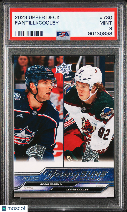 2023 Upper Deck Adam Fantillli Logan Cooley #730 PSA 9