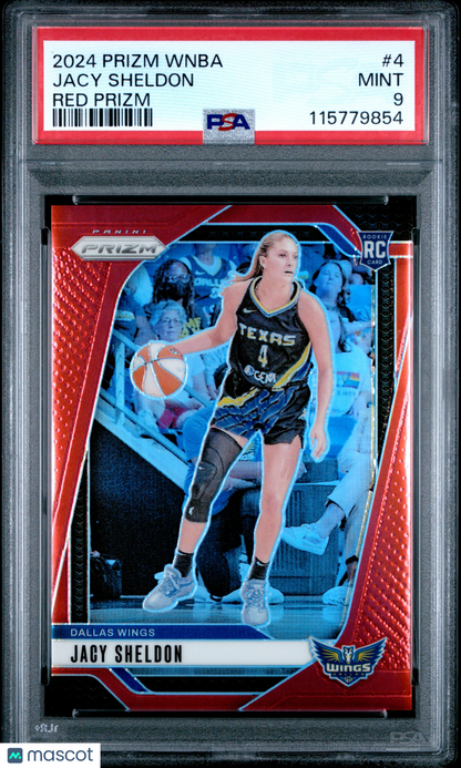 2024 Panini Prizm WNBA - Jacy Sheldon #4 - ROOKIE - Red /299 - PSA 9 - /299