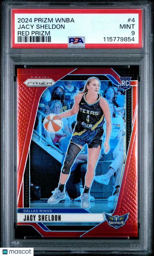 2024 Panini Prizm WNBA - Jacy Sheldon #4 - ROOKIE - Red /299 - PSA 9 - /299