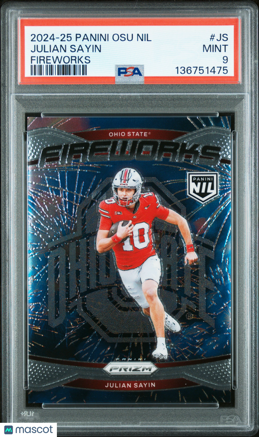 2024-25 Panini OSU NIL - Julian Sayin #JS - Fireworks - PSA - NIL Rookie - PSA