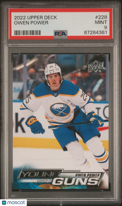 2022 Upper Deck Young Guns Owen Power ROOKIE YOUNG GUNS #228 PSA 9