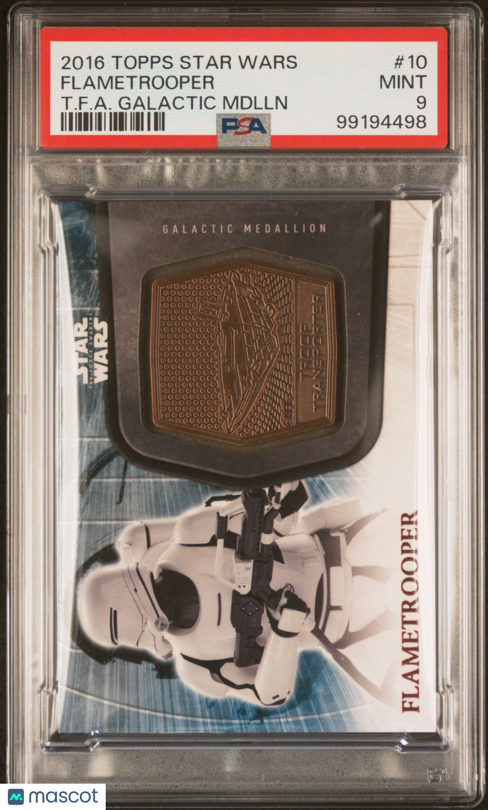 2016 Star Wars - Flametrooper #10 - The Force Awakens - Medallion Relic - PSA