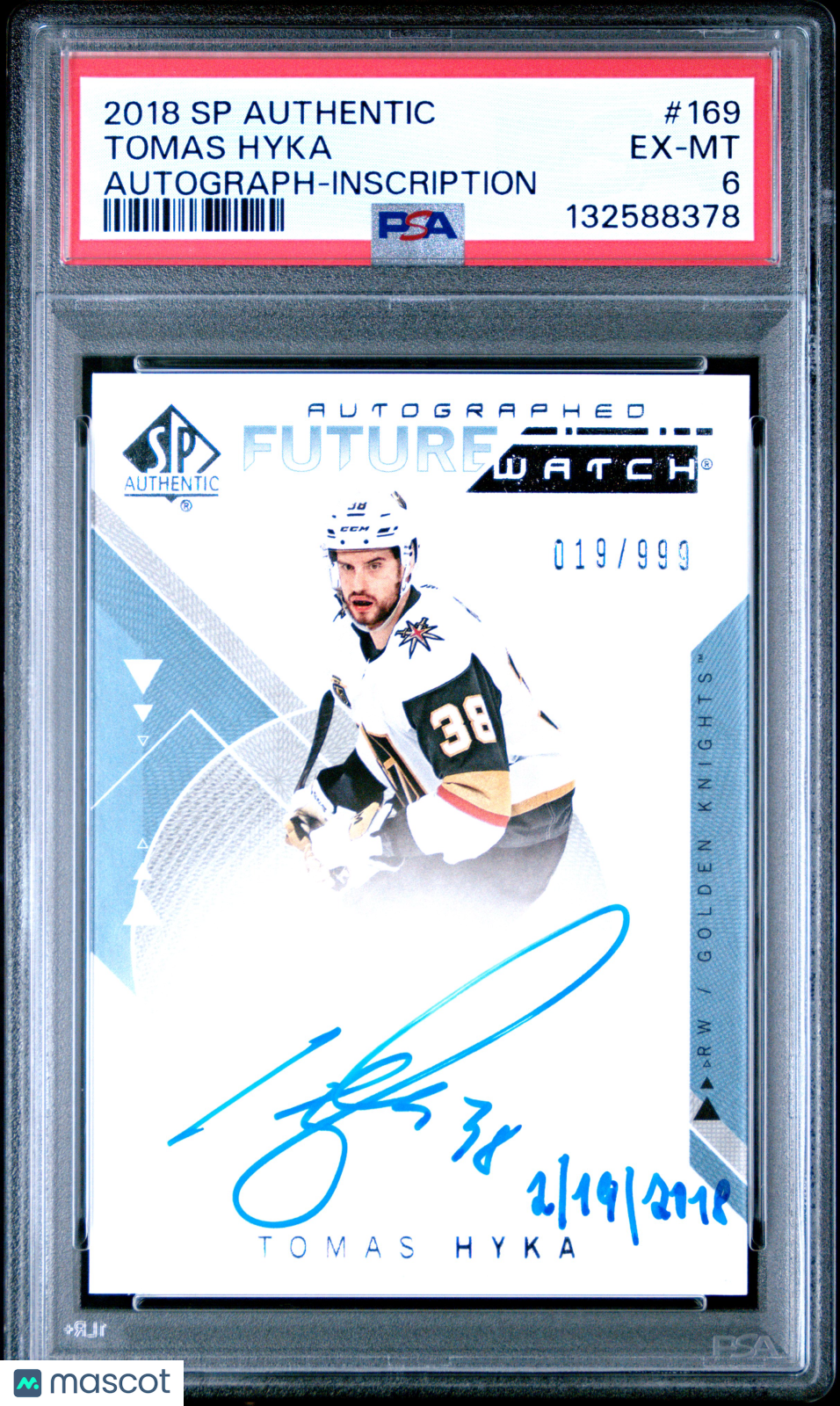 2018 SP Authentic - Tomas Hyka - FUTURE WATCH AUTO /999 - PSA - INSCRIBED /50