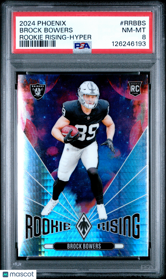 2024 Panini Phoenix - Brock Bowers - Rookie Rising - Hyper ROOKIE - PSA - ROOKIE