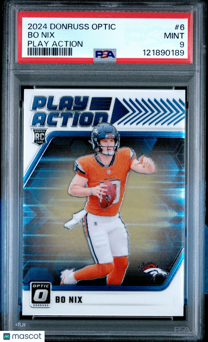 2024 Panini Donruss Optic Play Action Bo Nix #6 PSA 9