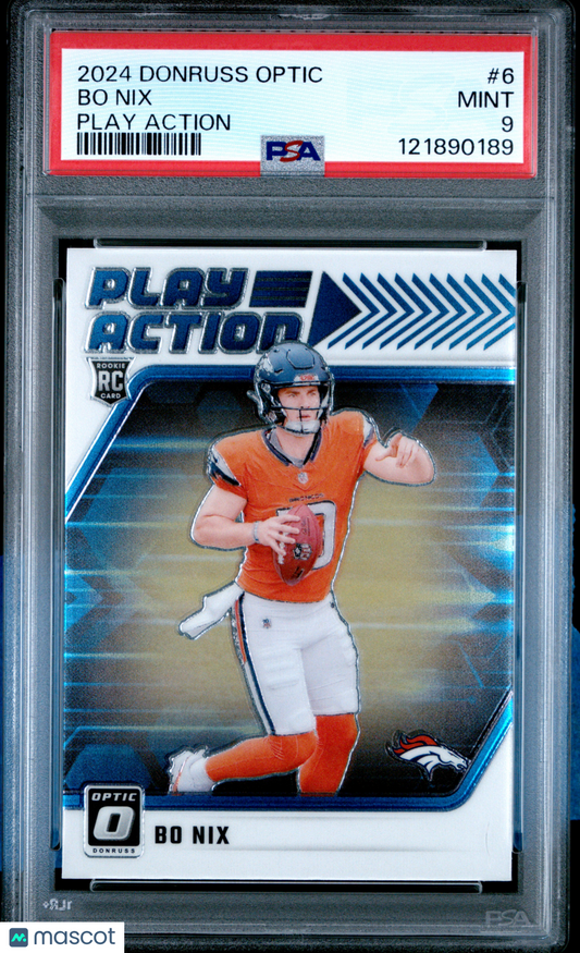 2024 Panini Donruss Optic Play Action Bo Nix #6 PSA 9