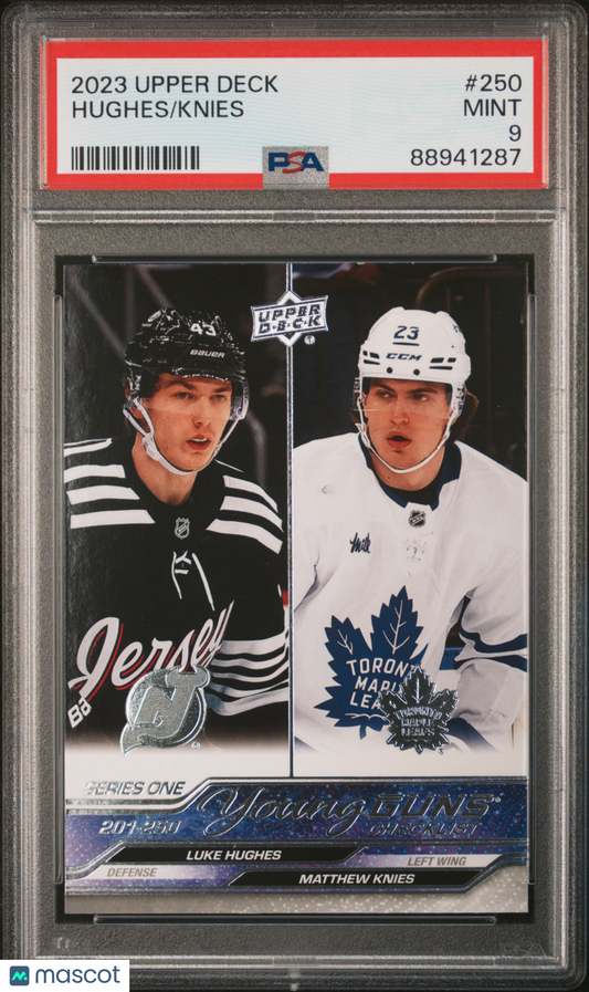 2023 Upper Deck YOUNG GUNS Matthew Knies Luke Hughes YG YOUNG GUNS #250 PSA 9