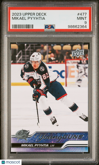 2023 Upper Deck Mikael Pyyhtia Young Guns #477 PSA 9