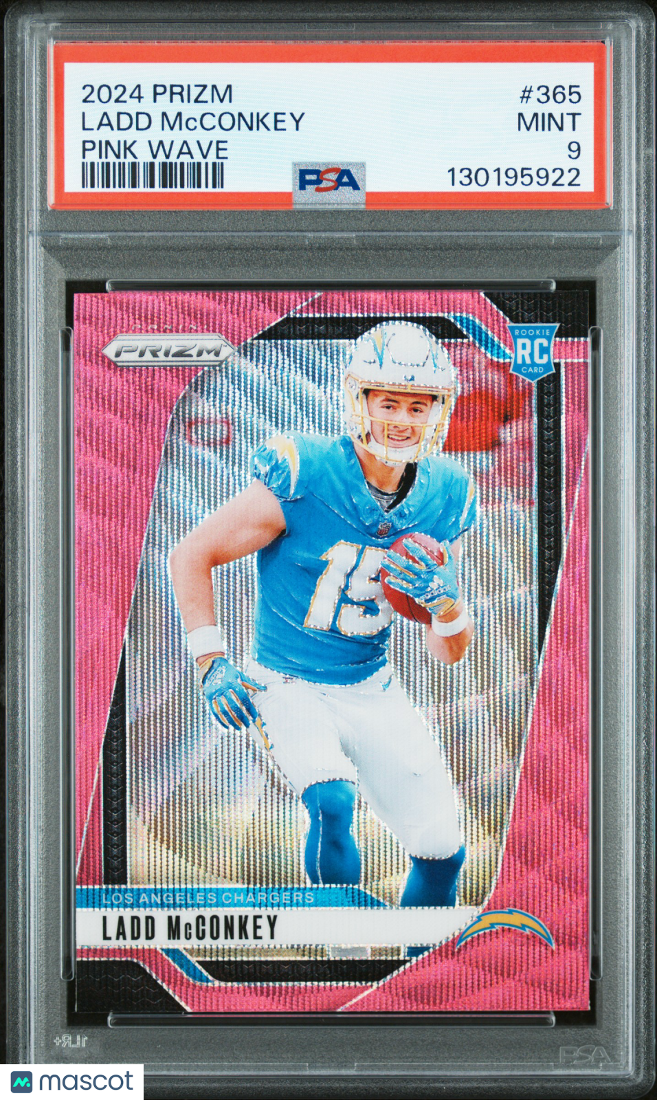 2024 Panini Prizm Football NFL - Ladd Mcconkey #365 - Pink Wave - ROOKIE - PSA