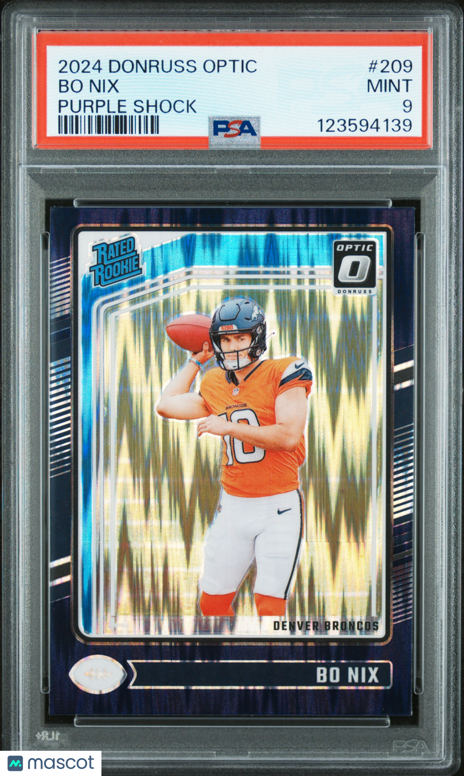 2024 Panini Donruss Optic - Bo Nix #209 - ROOKIE - Purple Shock - ROOKIE - PSA