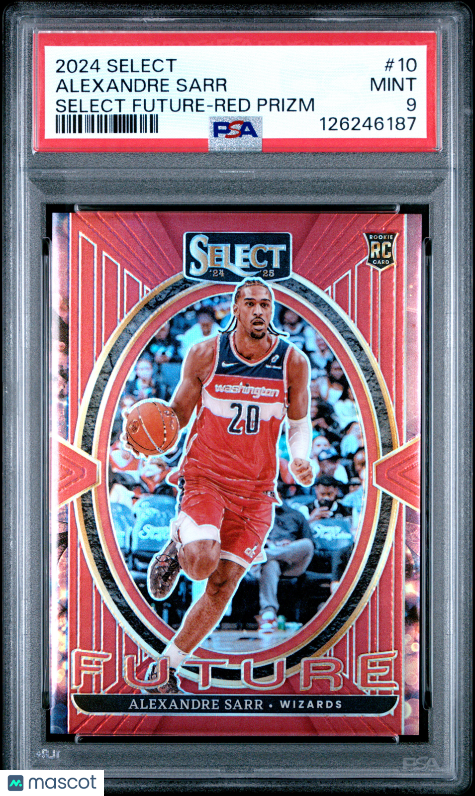 2024 Panini Select- Alexandre Sarr #10 - Future /99 - Red Prizm ROOKIE /99 - PSA