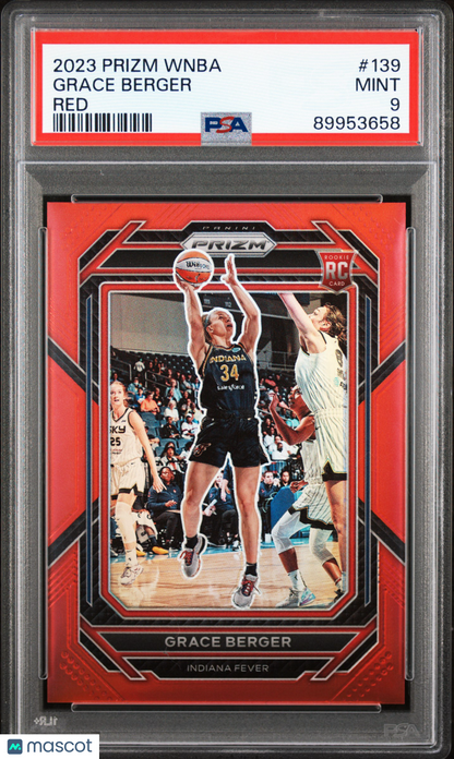 2023 Panini Prizm WNBA - Grace Berger #139 - ROOKIE - /199 Red - PSA 9 - ROOKIE