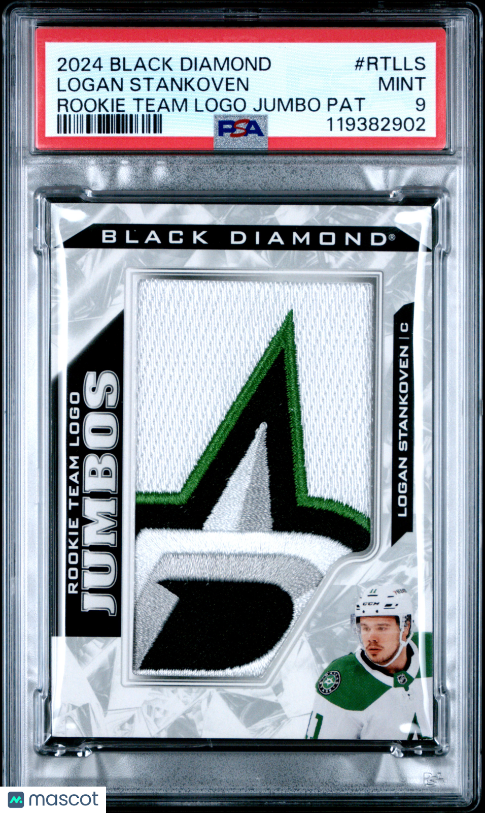 2024 UD Black Diamond - Logan Stankoven #RTLLS - Rookie Logo Jumbo Patch - PSA 9
