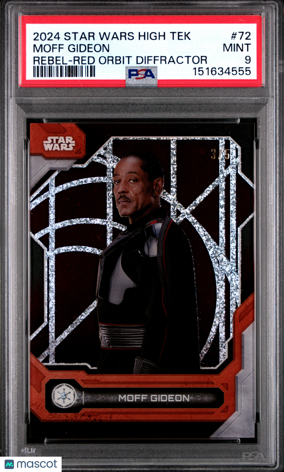 2024 Star Wars High Tek - Moff Gideon #72 - Red Diffractor /5 - PSA - Red /5