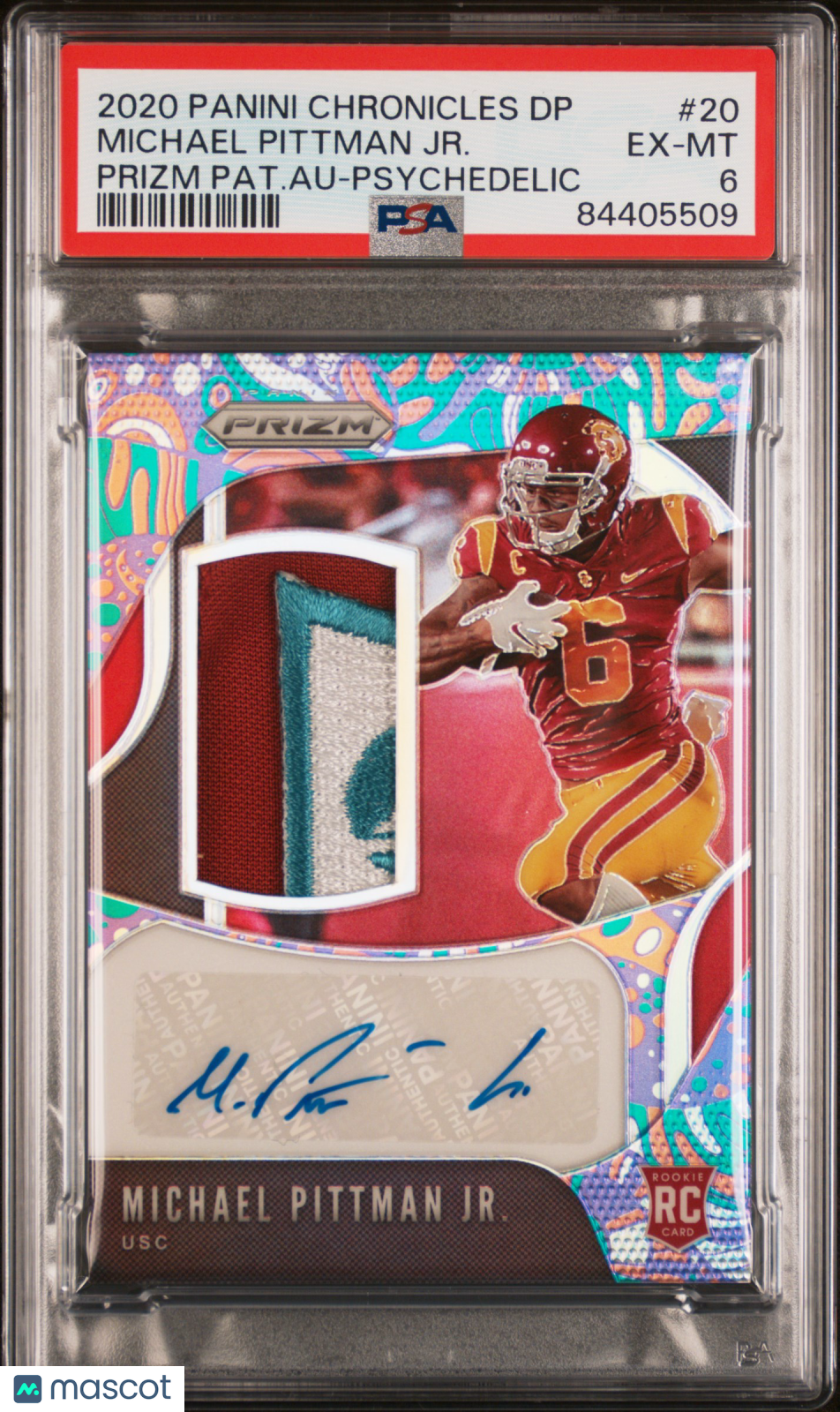 2020 Panini DP - Michael Pittman JR.- Prizm Patch Auto - Psychedelic /5 - PSA /5