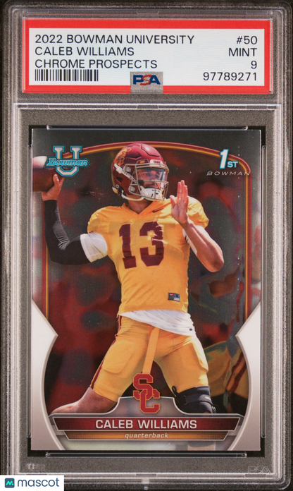 2022 Bowman University Chrome Prospects Caleb Williams #50 PSA 9