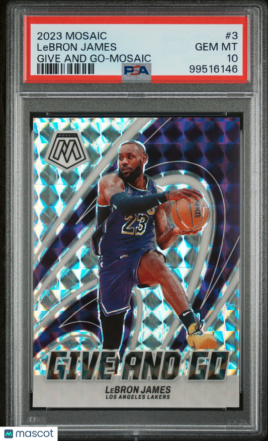 2023 Panini Mosaic Give And Go LeBron James #3 Mosaic PSA 10