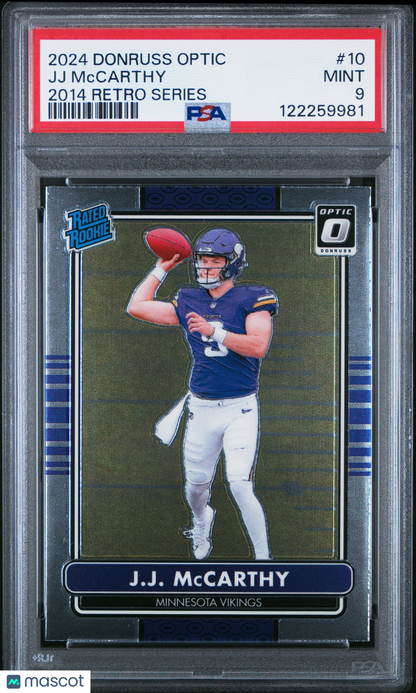 2024 Panini Donruss Optic 2014 - JJ Mccarthy #10 - Retro Series - PSA - ROOKIE