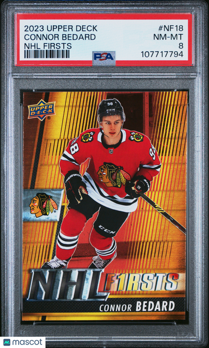 2023 Upper Deck NHL Firsts Connor Bedard #NF18 PSA 8