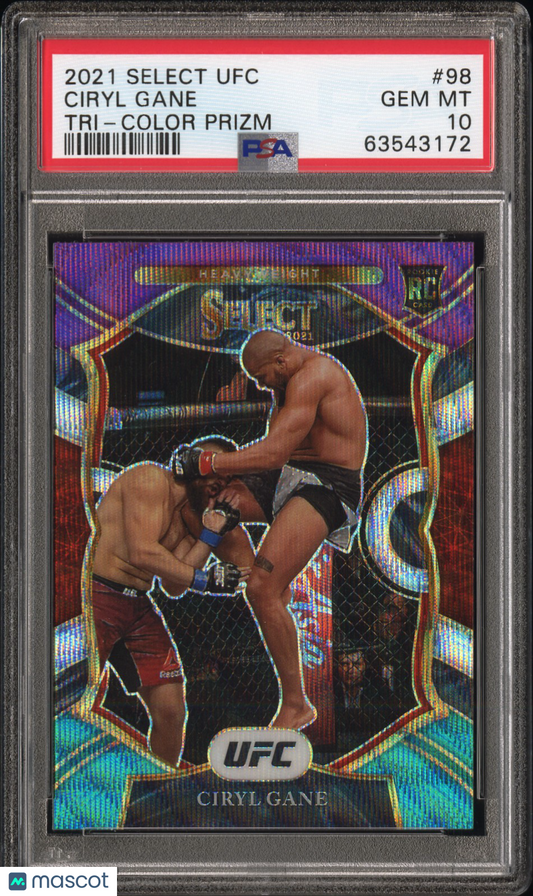 2021 Panini Select UFC Ciryl Gane #98 Tri Color Prizm PSA 10