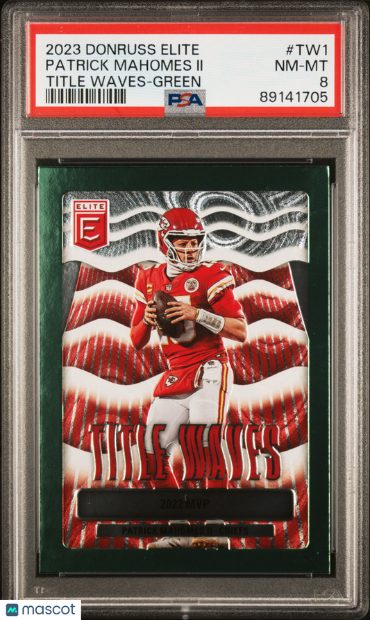 2023 Panini Donruss Elite Title Waves Patrick Mahomes II #TW1 Green PSA 8