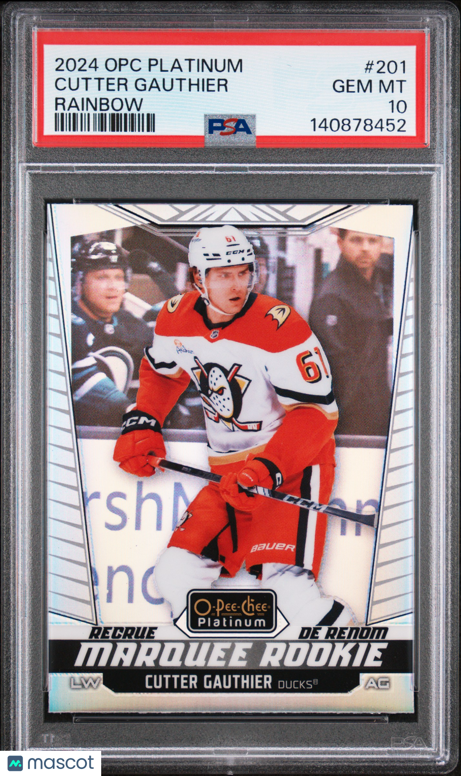 2024 O-Pee-Chee Platinum Hockey - Cutter Gauthier #201 - RAINBOW ROOKIE - PSA 10