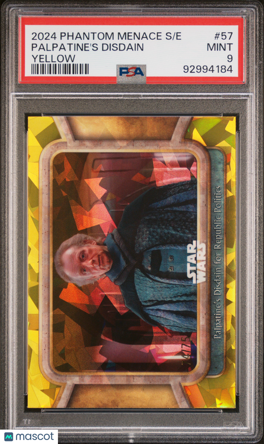2024 Star Wars Sapphire- Phantom Menace - Palpatine's Disdain - Yellow /75 - PSA