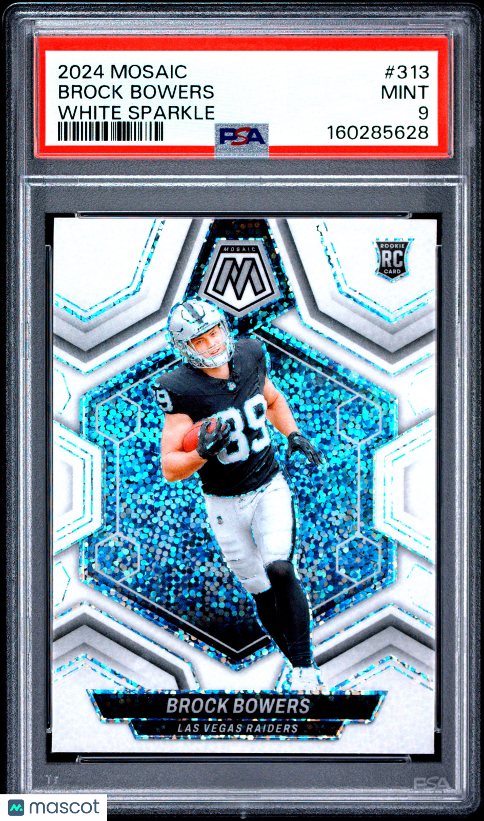 2024 Panini Mosaic - Brock Bowers #313 - ROOKIE - White Sparkle - PSA - ROOKIE