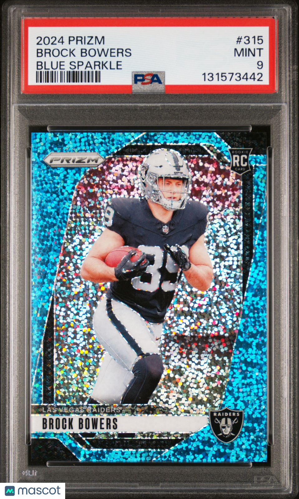 2024 Panini Prizm - Brock Bowers - ROOKIE - Blue Sparkle /96 - ROOKIE - PSA /96