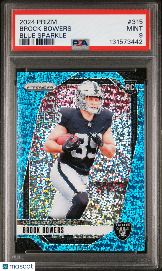 2024 Panini Prizm - Brock Bowers - ROOKIE - Blue Sparkle /96 - ROOKIE - PSA /96