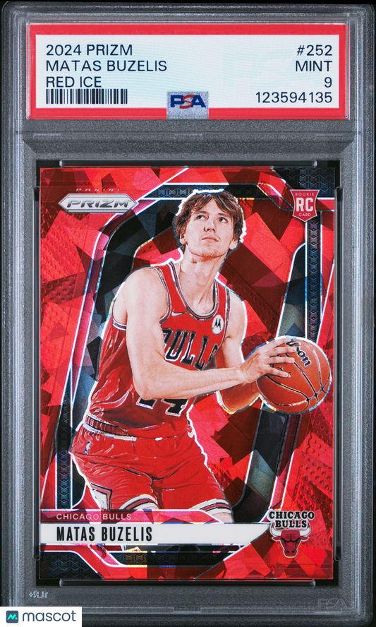 2024 Panini Prizm - Matas Buzelis #252 - ROOKIE - Red Ice Prizm - PSA - ROOKIE
