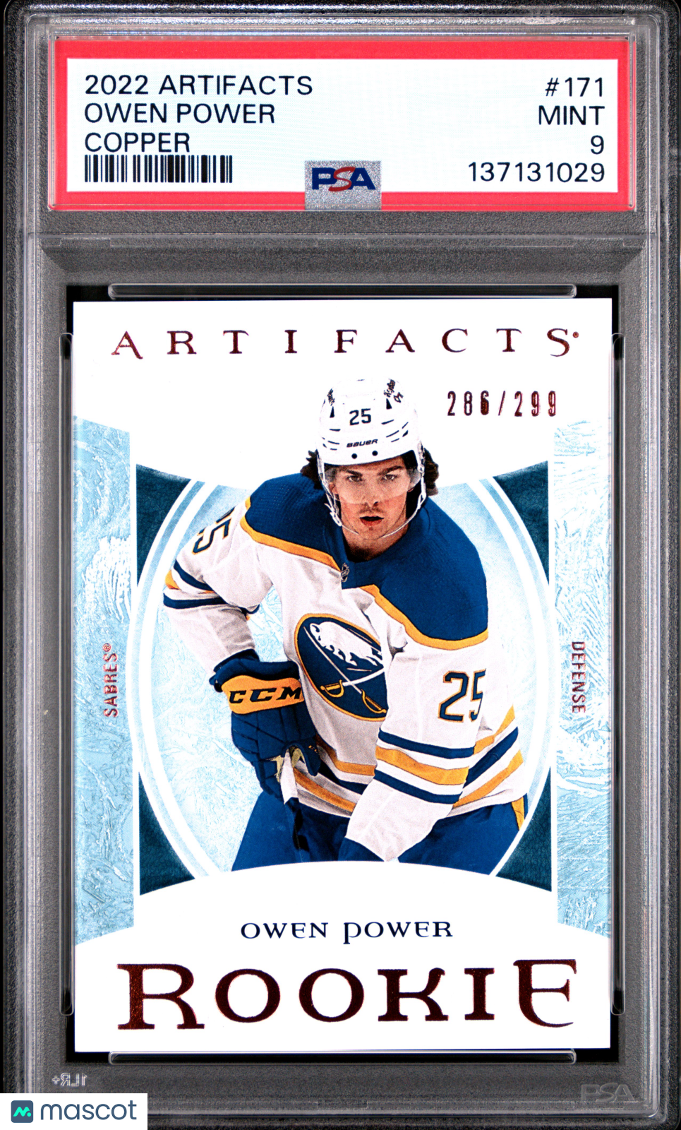 2022 Artifacts - Owen Power - Artifacts Rookie Copper /299 - PSA - ROOKIE /299