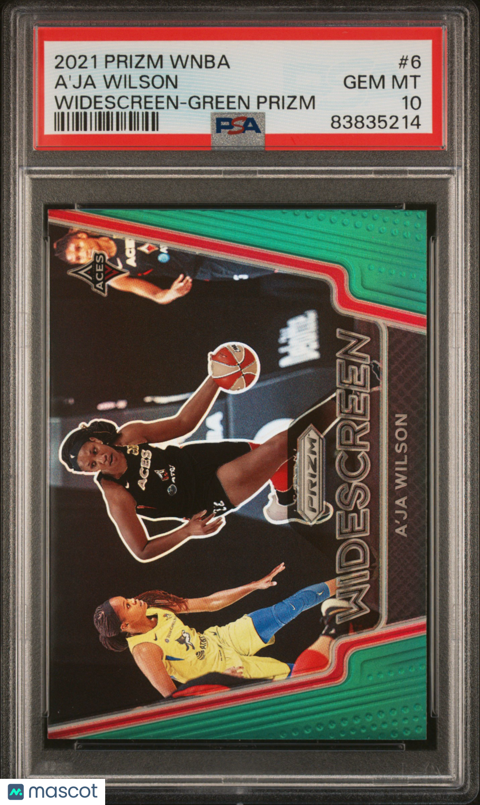 2021 Panini Prizm WNBA - A'ja Wilson #6 - Widescreen - Green Prizm - PSA 10