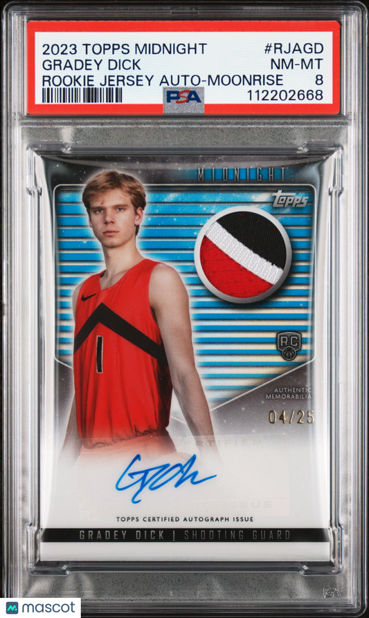 2023 Topps Midnight - Gradey Dick /25 - Moonrise PSA 8 - ROOKIE PATCH AUTO /25