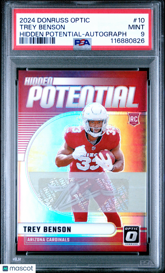2024 Panini Donruss Optic - Trey Benson - Hidden Potential ROOKIE AUTO /99 - PSA