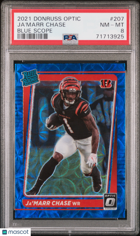 2021 Panini Donruss Optic - Ja'marr Chase #207 - RATED ROOKIE - Blue Scope - PSA