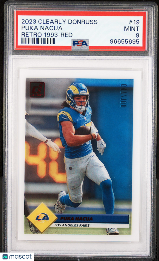 2023 Panini Clearly Donruss - Puka Nacua #19 - Retro 1993 - Red /100 - PSA /100