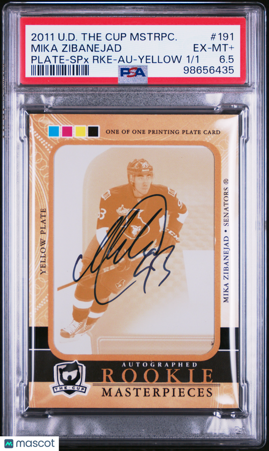 2011 UD The Cup - Mika Zibanejad - Printing Plate Yellow - ROOKIE AUTO - PSA