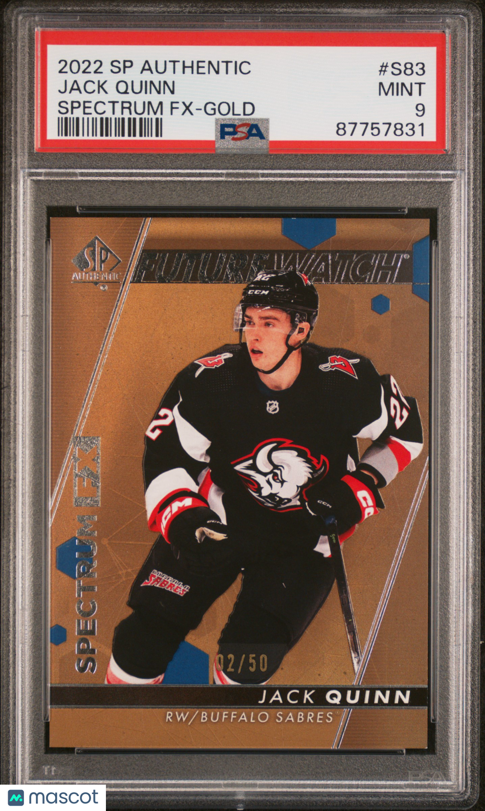 2022 SP Authentic - Jack Quinn #S83 - Spectrum FX Bounty - Gold /50 - PSA 9
