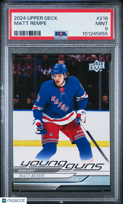 2024 Upper Deck - Matt Rempe #216 - Young Guns ROOKIE - PSA - YG ROOKIE