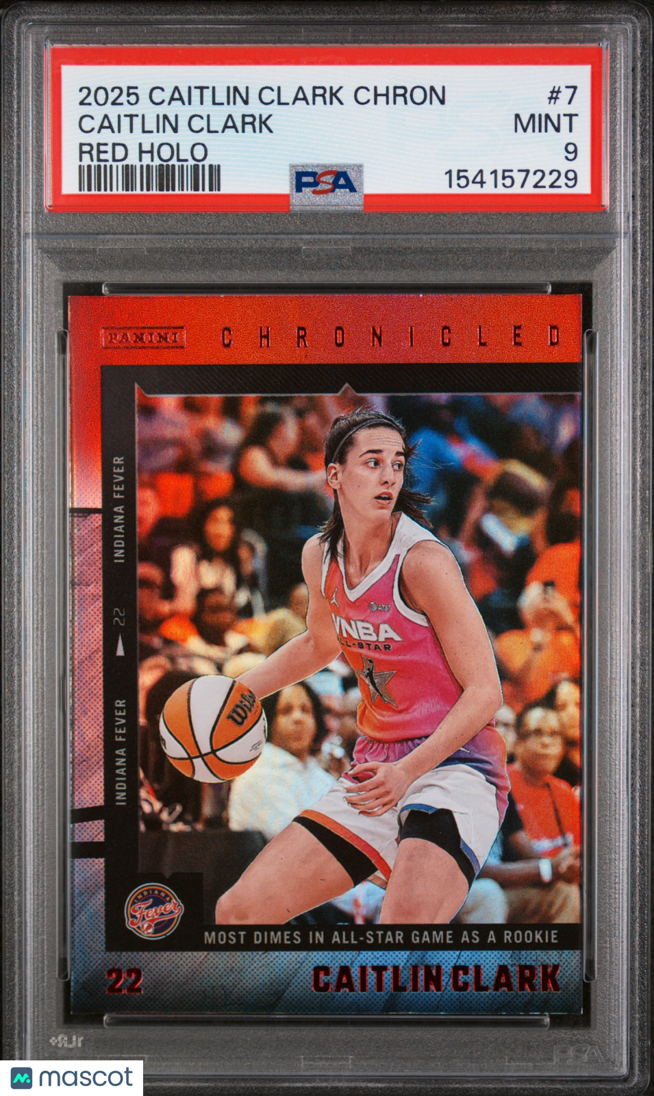 2025 Panini Caitlin Clark Chronicled - Caitlin Clark #7 - Red Holo - PSA