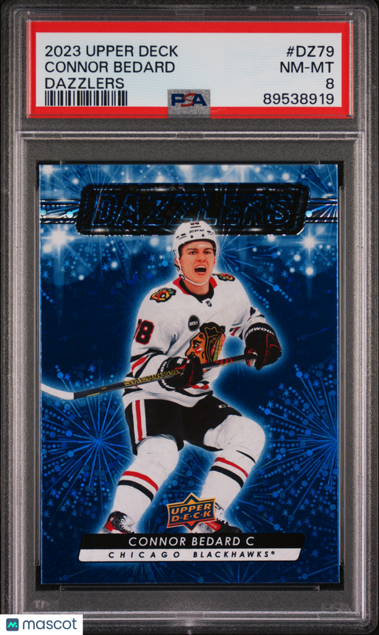 2023 Upper Deck - Connor Bedard #DZ79 - Dazzlers Blue - PSA 8