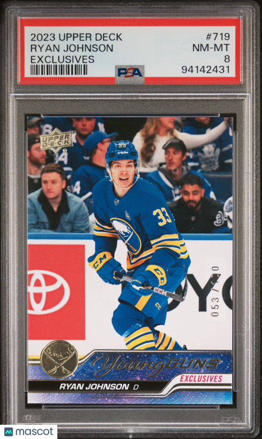 2023 Upper Deck- Ryan Johnson - YOUNG GUNS ROOKIE- UD Exclusives /100 - PSA /100