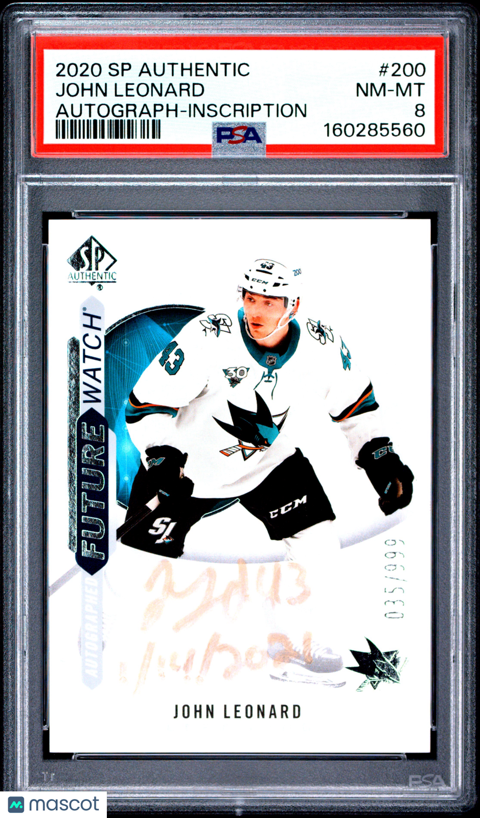 2020 SP Authentic - John Leonard - FUTURE WATCH AUTO /999 - PSA - INSCRIBED /50