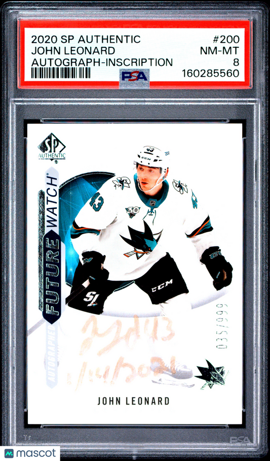 2020 SP Authentic - John Leonard - FUTURE WATCH AUTO /999 - PSA - INSCRIBED /50