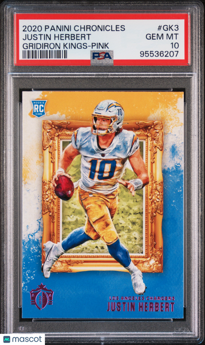2020 Panini Chronicles Gridiron Kings ROOKIE Justin Herbert #GK3 Pink PSA 10